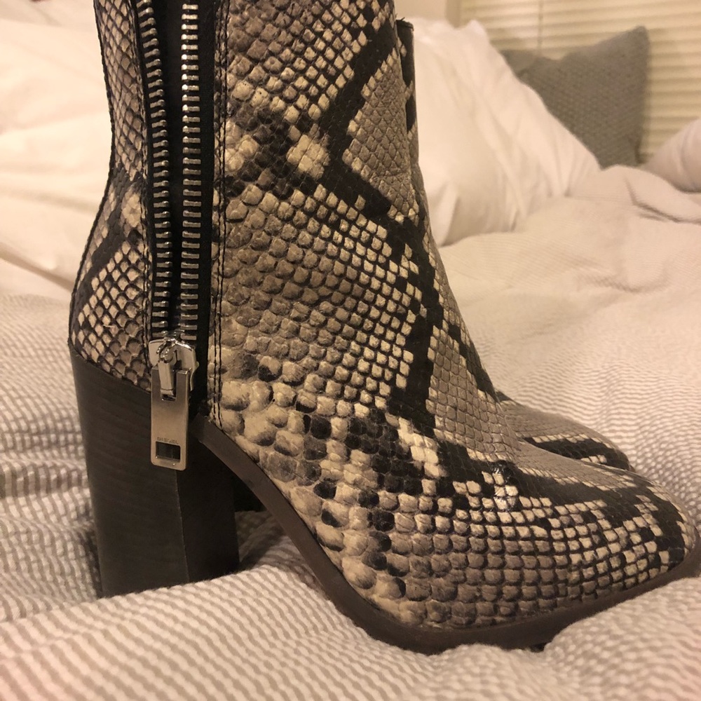Diesel grey snakeskin embossed booties sz 36